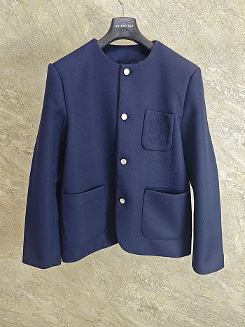 Colestore  Louis Vuitton Chic Collarless Jacket Dark Navy