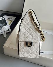 Colestore Chanel 25 Small Handbag Canvas, Calfskin & Gold-Tone Metal Ecru & Black 30 x 26 x 14cm - 3