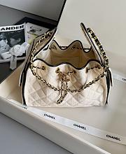 Colestore Chanel 25 Small Handbag Canvas, Calfskin & Gold-Tone Metal Ecru & Black 30 x 26 x 14cm - 2