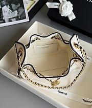 Colestore Chanel Mini Handbag Canvas, Calfskin & Gold-Tone Metal Ecru & Black 20 x 22 x 12.5cm - 2