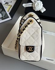 Colestore Chanel Mini Handbag Canvas, Calfskin & Gold-Tone Metal Ecru & Black 20 x 22 x 12.5cm - 3