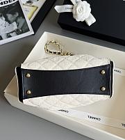 Colestore Chanel Mini Handbag Canvas, Calfskin & Gold-Tone Metal Ecru & Black 20 x 22 x 12.5cm - 4
