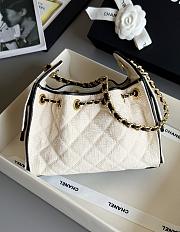 Colestore Chanel Mini Handbag Canvas, Calfskin & Gold-Tone Metal Ecru & Black 20 x 22 x 12.5cm - 6