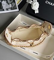 Colestore Chanel Mini Handbag Canvas, Calfskin & Gold-Tone Metal Ecru & Camel 20 x 22 x 12.5 cm - 6