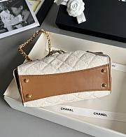 Colestore Chanel Mini Handbag Canvas, Calfskin & Gold-Tone Metal Ecru & Camel 20 x 22 x 12.5 cm - 5