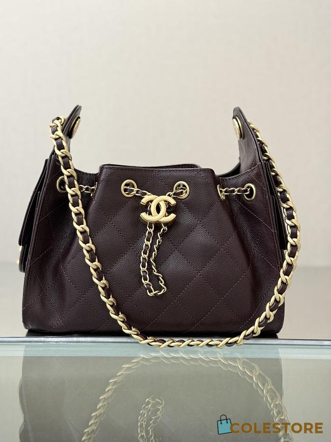 Colestore Chanel 25 Mini Handbag Grained Calfskin & Gold-Tone Metal Dark Burgundy 20x22x12.5cm - 1