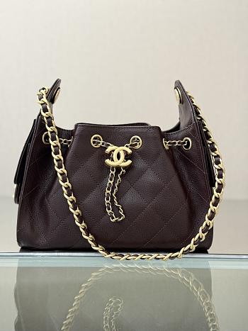 Colestore Chanel 25 Mini Handbag Grained Calfskin & Gold-Tone Metal Dark Burgundy 20x22x12.5cm