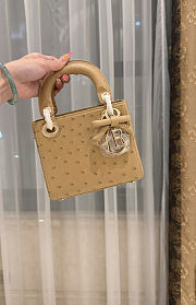 Colestore Dior Mini Lady Dior Camel Beige Ostrich Leather with Strap 17cm - 1