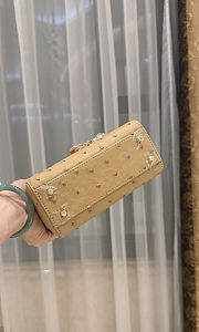 Colestore Dior Mini Lady Dior Camel Beige Ostrich Leather with Strap 17cm - 2