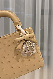 Colestore Dior Mini Lady Dior Camel Beige Ostrich Leather with Strap 17cm - 5