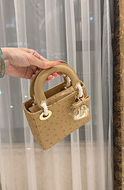 Colestore Dior Mini Lady Dior Camel Beige Ostrich Leather with Strap 17cm - 6