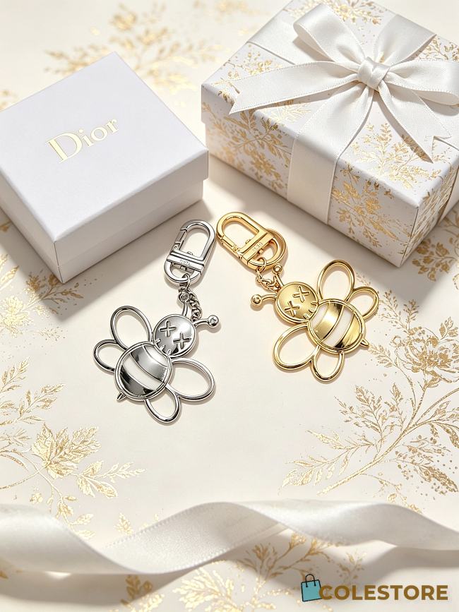 Colestore Dior Abeille Christian Dior Bee Keychain x Kaws Iconic Golden Metal Bee Key holder - 1