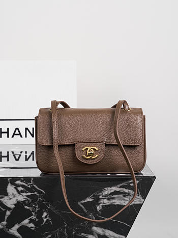 Colestore Chanel FALL WINTER 2026 PRE-COLLECTION MINI FLAP BAG Grained Calfskin & Gold-Tone Metal Brown 13 x 20 x 6cm