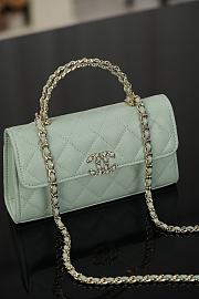 Colestore Chanel 26P Cross Handle Kelly Chain Bag Grained Calfskin & Gold-Tone Metal  Light Green 18x10x4.5cm - 1