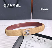 Colestore  Chanel Leather belt   Suede Calfskin & Metal  Dark Beige & Silver - 1