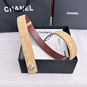 Colestore  Chanel Leather belt   Suede Calfskin & Metal  Dark Beige & Silver - 5