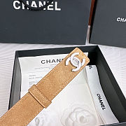 Colestore  Chanel Leather belt   Suede Calfskin & Metal  Dark Beige & Silver - 4