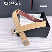 Colestore  Chanel Leather belt   Suede Calfskin & Metal  Dark Beige & Silver - 2