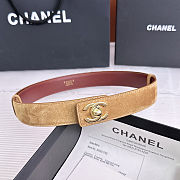	 Colestore Chanel Leather belt Suede Calfskin & Metal Dark Beige & Gold - 1