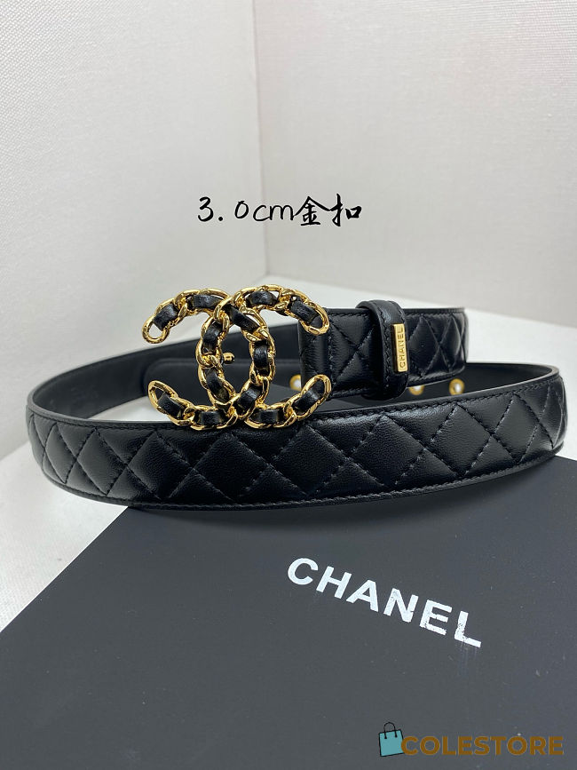 Colestore Chanel Leather belt   Calfskin & Gold-Tone Metal  - 1