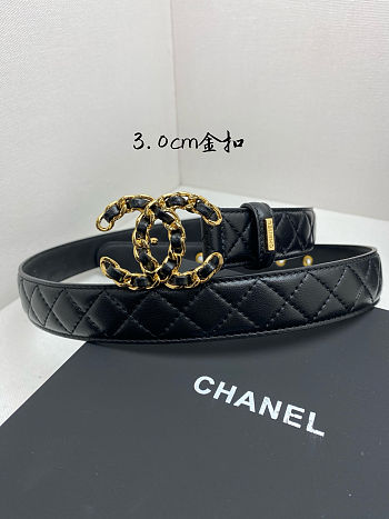 Colestore Chanel Leather belt   Calfskin & Gold-Tone Metal 