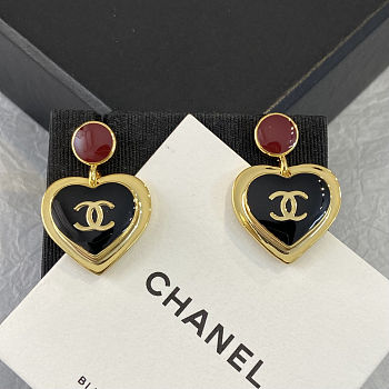 Colestore Chanel Heart Pendant Earrings in Metal and Resin