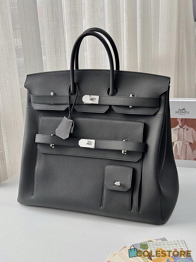 Colestore Hermes Haut à Courroies HAC 50 Multi-Pocket  Black Togo Palladium Hardware - 1