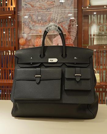 Colestore Hermes Togo HAC Birkin 50 Multi-Pockets Black Togo Leather Palladium-Plated Hardware