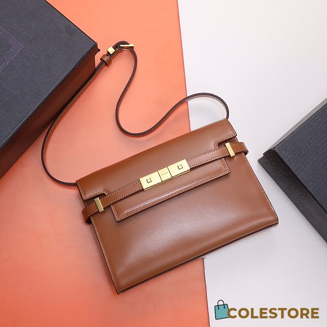 Colestore YSL Saint Laurent Smooth Calfskin Small Manhattan Shoulder Bag Brown 24x17.5x6cm - 1