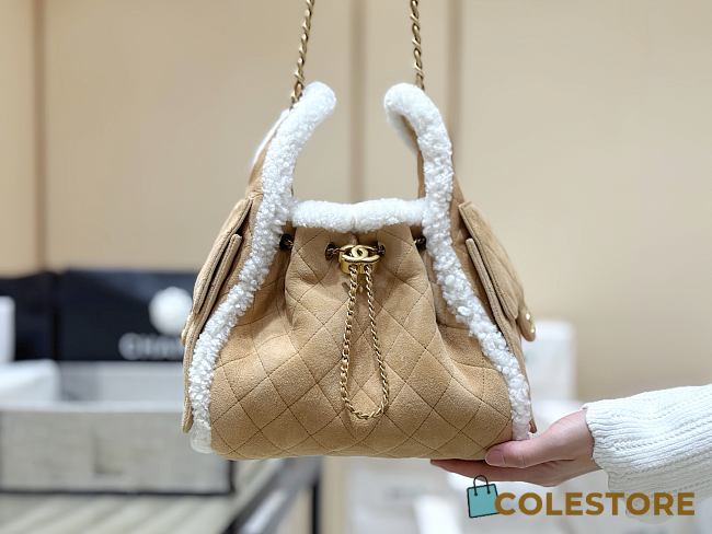 Colestore Chanel Fall Winter 2026 Pre-Collection   CHANEL 25 Small Handbag   Shearling Sheepskin & Gold-Tone Metal  Beige  30 x 26 x 14cm - 1