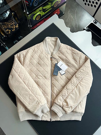 Colestore Dior Light Beige Quilted Bomber Jacket