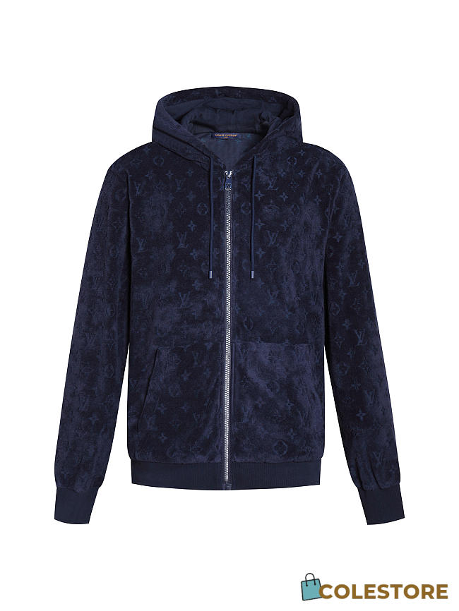 Colestore Louis Vuitton Monogram French Terry Zip-Through Hoodie Dark navy - 1
