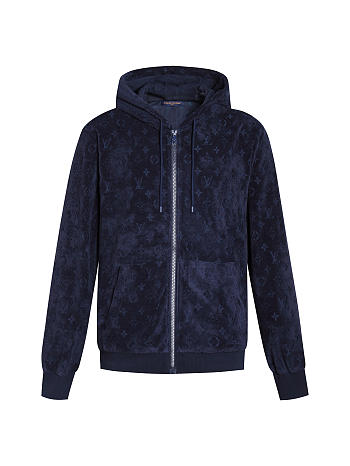 Colestore Louis Vuitton Monogram French Terry Zip-Through Hoodie Dark navy