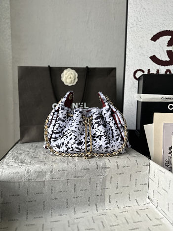 Colestore Chanel 25 Mini Handbag Lambskin & Gold-Tone Metal White & Black 20 x 22 x 12.5cm