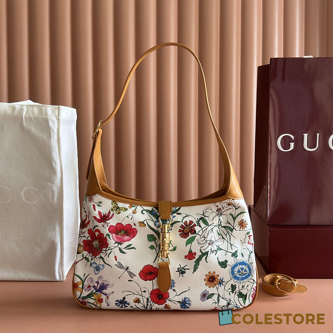 Colestore Gucci Jackie 1961 medium shoulder bag white and multicolor nylon 31 x 22 x 4.5 cm - 1