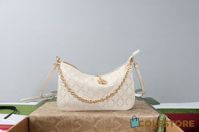 Colestore  Gucci Lady Lunetta small shoulder bag with chain white GG leather 24.5 x 15 x 5cm - 1
