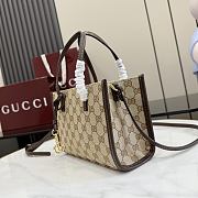 Colestore Gucci Small tote bag with Double G charm Sand and dark brown GG canvas 20 x 14 x 8.5cm - 2