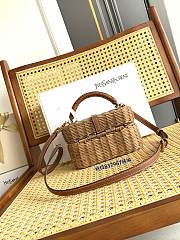 Colestore YSL Saint Laurent GABY vanity bag in osier in Beige NATURAL AND BRICK bronze-tone hardware 18 x 11 x 6.5 cm - 2