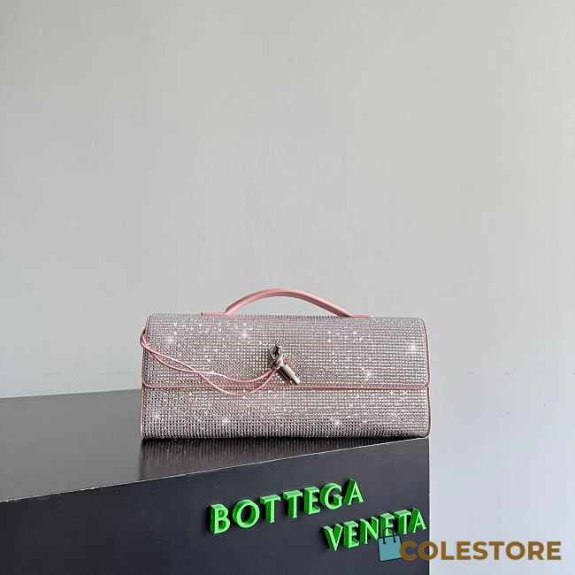 Colestore Bottega Veneta Andiamo Crystal Embellished Clutch in Pink 31x13x3cm - 1