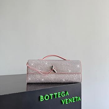 Colestore Bottega Veneta Andiamo Crystal Embellished Clutch in Pink 31x13x3cm