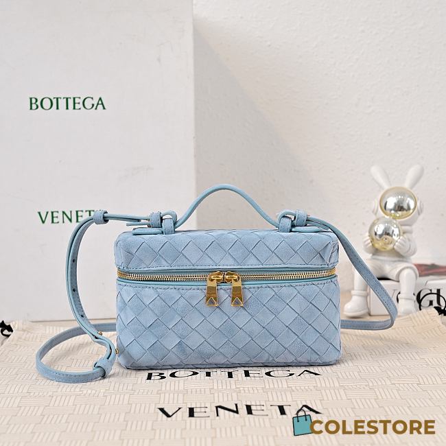 Colestore Bottega Veneta Bang Bang Vanity case in Intrecciato suede with detachable strap Mineral 22 x 12.5 x 5cm - 1