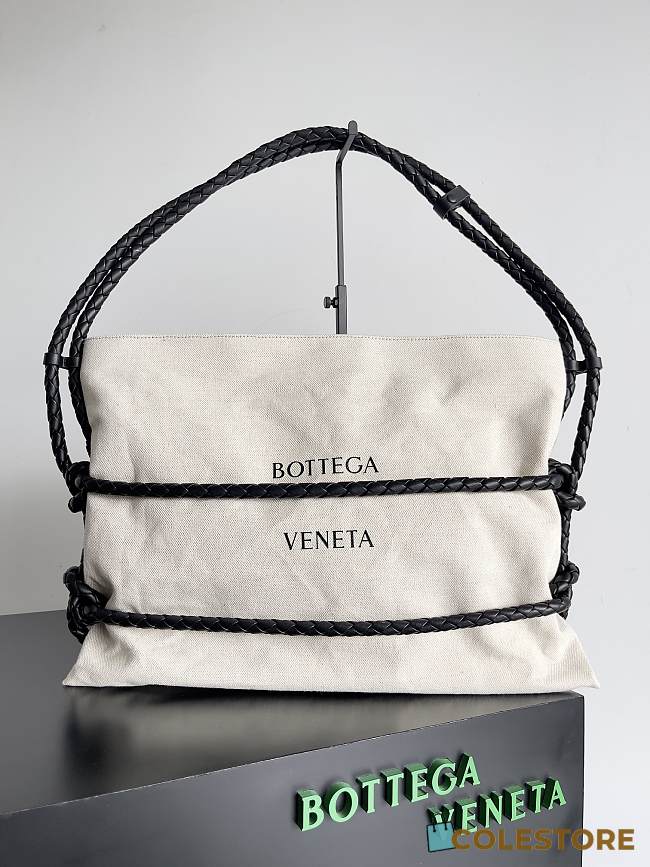 Colestore  Bottega Veneta Quadronno canvas and intrecciato leather bag 50x10x34cm - 1