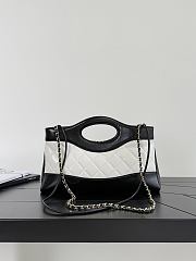 Colestore Chanel 31 Small Shopping Bag in Black & White Quilted Leather with Gold-Tone Metal - 2
