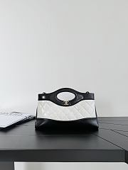 Colestore Chanel 31 Small Shopping Bag in Black & White Quilted Leather with Gold-Tone Metal - 6