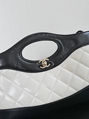 Colestore Chanel 31 Small Shopping Bag in Black & White Quilted Leather with Gold-Tone Metal - 4