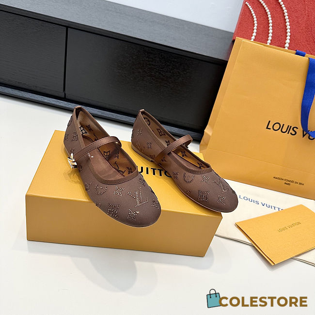 Colestore Louis Vuitton Romy Flat Ballerina Mesh/Strass Brown - 1