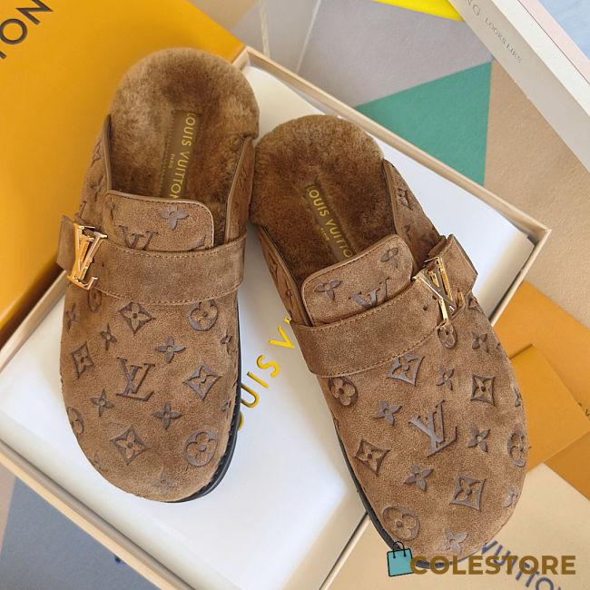 Colestore Louis Vuitton LV Cosy Comfort Clog Brown Monogram-debossed suede calf leather - 1