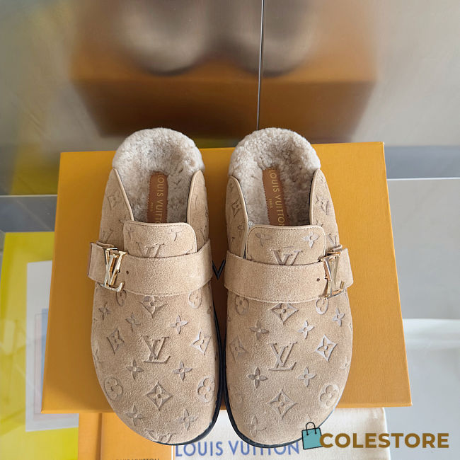 	 Colestore Louis Vuitton LV Cosy Comfort Clog Beige Monogram-debossed suede calf leather - 1
