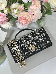 Colestore Dior Miss Dior Top Handle Clutch Black Embroidered with White Floral Beads 21 x 11.5 x 4cm - 1
