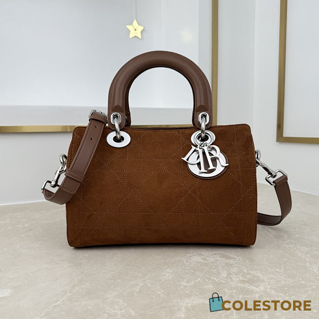 Colestore Dior Small Dior Granville Bag Golden Saddle Flat Macrocannage Suede Goatskin 25 x 16.5 x 14.5cm - 1